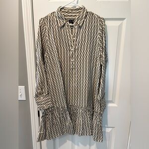 J. Crew Amelia Popover Shirtdress in Vintage Links Print Color Aged Parchmet